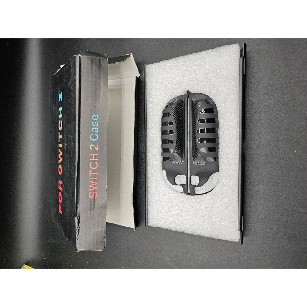 Nintendo Switch 2 Protective Case Hardshell Geometric X Design Black Grey New